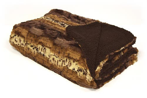 Faux Fur Throw Blanket Mink Mix