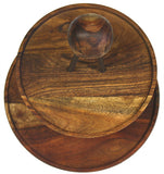 Mountain Woods Brown Solid Acacia Wood Two Tiered Serving Stand /  Tray 3