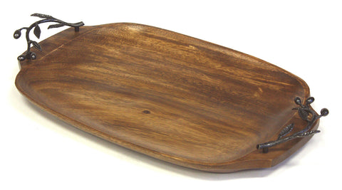 Mountain Woods Brown Kona Berries Acacia Hardwood Serving Tray 1