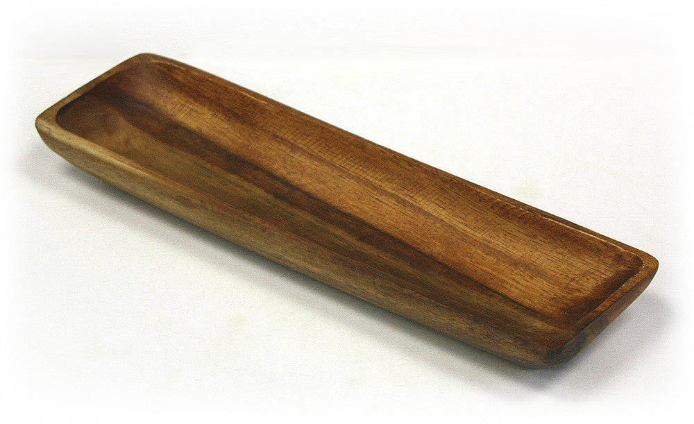 Mountain Woods Brown Rectangular Organic Acacia Boat Tray 1