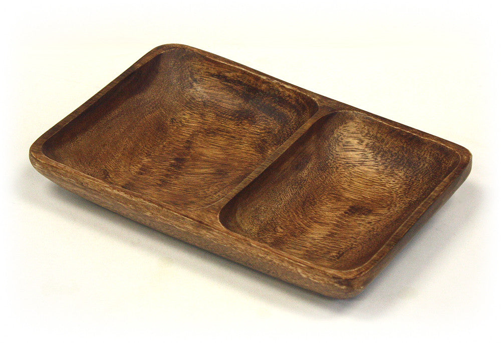 Mountain Woods Brown 2 Compartment Organic Acacia Wood Serving Tray 1