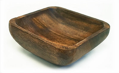 Mountain Woods Brown Acacia Hardwood Square Bowl 1