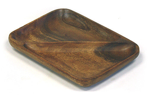 Mountain Woods Brown 2 Compartment Organic Acacia Serving Tray 1