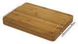 Simply Bamboo Brown Bamboo Carving, Chopping, & Serving Board w/ Metal Handles 1