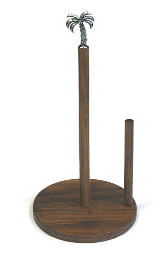 Simply Bamboo Brown Carbonized Bamboo Paper Towel Holder w/ Metal Rooster Ornament 1