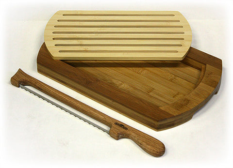 WMF Bread Chopping Board with Crumb Tray, 44 x 27 x 4.8 cm, Bamboo, Grid,  Gentle on Blades