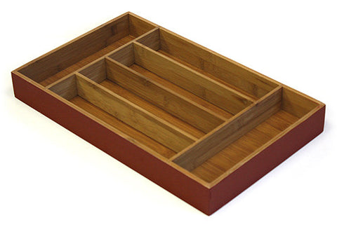 Simply Bamboo Deep Burgundy Red 6 Compartment Bamboo Organizer Tray 1