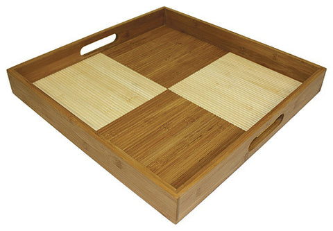 Simply Bamboo Two-Tone Bamboo Square Ottoman Serving Tray 1