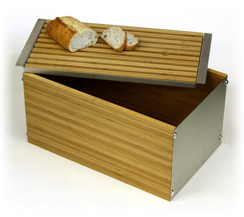 Simply Bamboo Extra Large Napa Bamboo Bread Box w/ Crumb Tray Cutting Board Lid 1