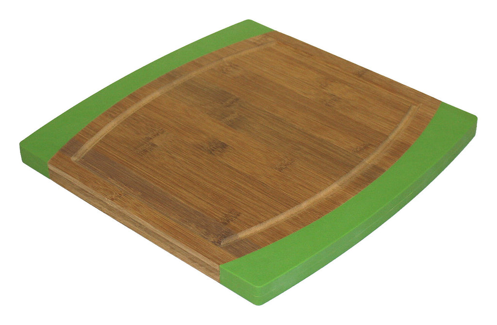 Simply Bamboo 12 x 12 Non-Slip Valencia Bamboo & Silicone Cutting Board (GREEN)