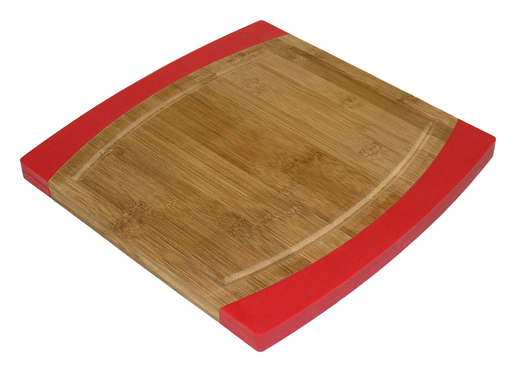 Simply Bamboo 12 x 12 Non-Slip Valencia Bamboo & Silicone Cutting Board (RED)