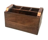 Mountain Woods Brown 4 Compartment Condiment Caddy with Copper Handles 1