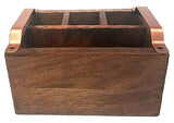 Mountain Woods Brown 4 Compartment Condiment Caddy with Copper Handles 2