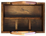 Mountain Woods Brown Acacia Wood 4 Compartment Caddy with Copper Handles 3