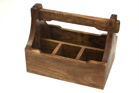 Mountain Woods Brown 4 Compartment Mango Wood Condiment Caddy 1