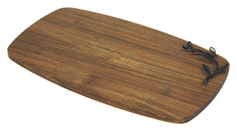 Simply Bamboo Brown Large Kona Berries Artisan Crafted Carbonized Bamboo Cheese Board & Serving Tray 1
