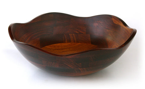 Mountain Woods Cherry Finish Flower Petal Wavy Rim Wood Bowl 1