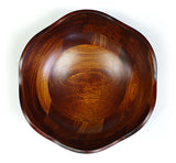 Mountain Woods Cherry Finish Flower Petal Wavy Rim Wood Bowl 2