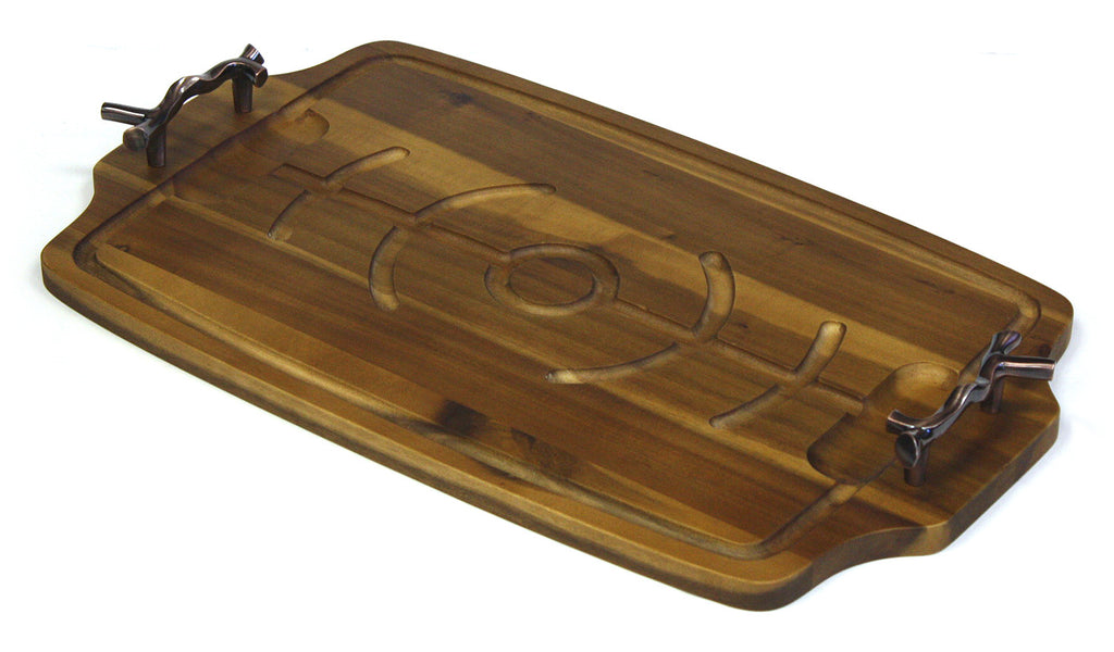 Mountain Woods Carving & Serving Board w/ Bronzed Handles