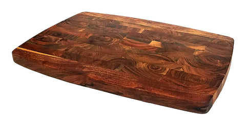 Extra Large Organic End-Grain Hardwood Acacia Cutting Board, with Juice groove, Best Kitchen chopping Board (Butcher Block) for Meat, Cheese, and Vegetable Serving Tray with Carved-In Handles 19'X13"X1"
