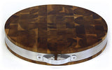 Mountain Woods Brown Extra Thick Acacia Hardwood End Grain Round Cutting Board w/ Stainless Steel Band 2