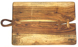 Mountain Woods Brown Large Organic Hardwood Acacia Cutting Board, Rustic finish w/ Tear Drop Handle 3