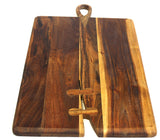 Mountain Woods Brown Large Organic Hardwood Acacia Cutting Board, Rustic finish w/ Tear Drop Handle 4
