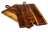 Mountain Woods Brown Large Organic Hardwood Acacia Cutting Board, Rustic finish w/ Tear Drop Handle 5