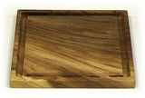 12" Square Solid Acacia Cutting Board w/ Deep Juice Groove *HAND CARVED FROM 1 PIECE OF WOOD - 100% NATURAL (NO GLUE USED)*