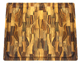 Mountain Woods Teak Cutting Board - Rectangle End Grain Butcher Block With Juice Groove And Carved handle (15 X 12 X 1.25 in.)
