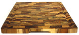 Mountain Woods Teak Cutting Board - Rectangle End Grain Butcher Block With Juice Groove And Carved handle (15 X 12 X 1.25 in.)
