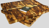 Mountain Woods Teak Cutting Board - Rectangle End Grain Butcher Block With Juice Groove And Carved handle (15 X 12 X 1.25 in.)