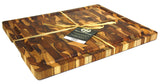 Mountain Woods Teak Cutting Board - Rectangle End Grain Butcher Block With Juice Groove And Carved handle (15 X 12 X 1.25 in.)