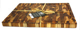 Mountain Woods Teak Cutting Board - Rectangle End Grain Butcher Block With Juice Groove And Carved handle (15 X 12 X 1.25 in.)