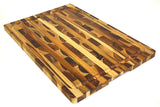 Mountain Woods Brown Teak Cutting Board - Rectangle End Grain Butcher Block w/ Juice Groove and Carved handle 1