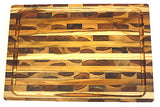 Mountain Woods Brown Teak Cutting Board - Rectangle End Grain Butcher Block w/ Juice Groove and Carved handle 3