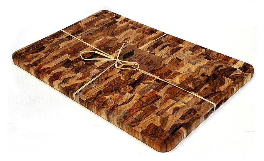 24" X 16" Teak Butcher Block w/ Hand Grip and Juice Groove