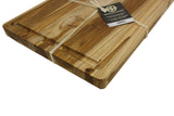 Mountain Woods Brown Teak Cutting Board - Rectangle Edge Grain Butcher Block w/ Juice Groove - 19"