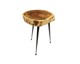Mountain Woods Live Edge Stool/Side Table Made With Hand Selected Organic Brown Acacia Wood, 15”X15”X20”
