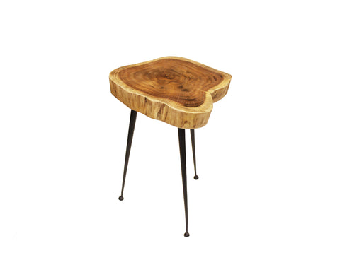 Mountain Woods Live Edge Stool/Side Table Made With Hand Selected Organic Brown Acacia Wood, 15”X15”X20”