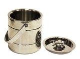 Stylish Stainless Steel Double Walled Ice Bucket, Double Wall Insulated, with Lid, Hammered exterior,  6”X6”