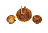 Mountain Woods 7 Piece Organic Brown wood Serving Bowl Set | Serving Salad, Pasta, Fruits, Dessert, Cereal, Snacks | Decorative Bowl | Perfect Gift - 12" x 12" x 4.25"