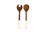 Mountain Woods 3 Piece Brown Acacia Wood Bowl and Premium Utensils Set - 12''