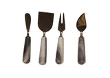 Zucor Premium 4-Piece Gray Marble Cheese Knife Set, Made with Hand Polished Marble and Stainless Steel