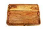Mountain Woods Natural Brown Organic Edge-Grain Hardwood Acacia wooden Cutting Board w/Juice groove - 25" x 17" x 1"