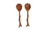 Mountain Woods 3 Piece Brown Acacia Wood Bowl and Premium Utensils Set - 12''