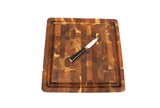 Mountain Woods Natural Brown Organic End-Grain Hardwood Acacia wooden Butcher Block Cutting or serving Board w/Juice groove - 16" x 16" x 2"