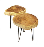 Mountain Woods Live Edge Side Table / Stool Made With Hand Selected Organic Brown Acacia Wood, 17”X17”X20”