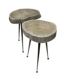 Mountain Woods Live Edge Stool/Side Table Made With Hand Selected Organic Acacia Wood, Modern Grey Finished 15”X15”X20”