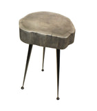 Mountain Woods Live Edge Stool/Side Table Made With Hand Selected Organic Acacia Wood, Modern Grey Finished 14”X14”X18”